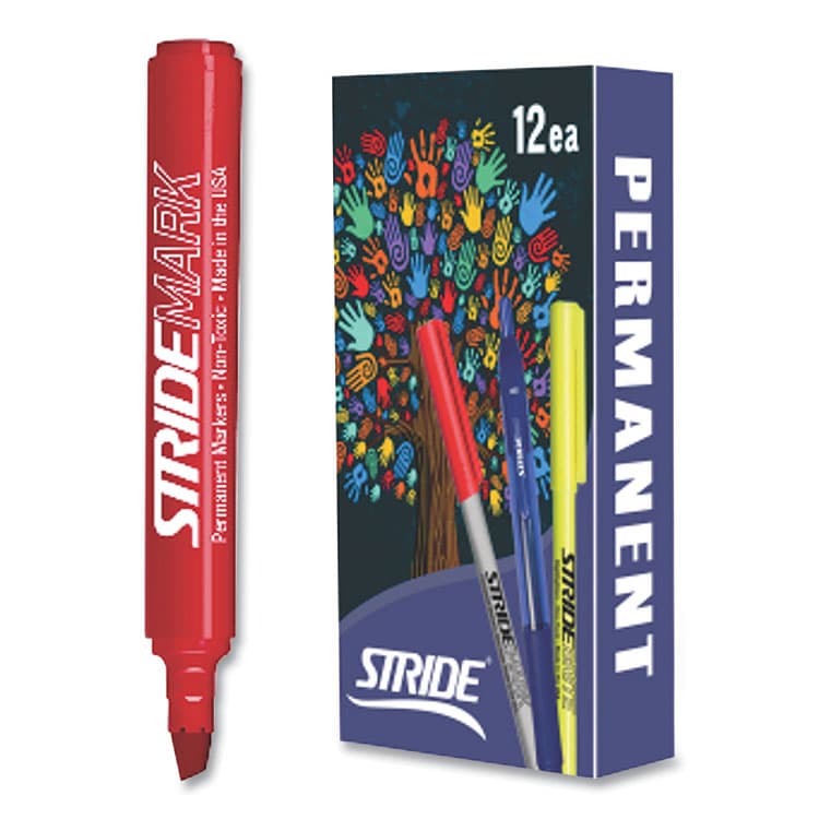 STRIDE WRITING StrideMark Permanent Marker, Fine Bullet Tip, Red, 12/Pack (STW22003) thumbnail 2