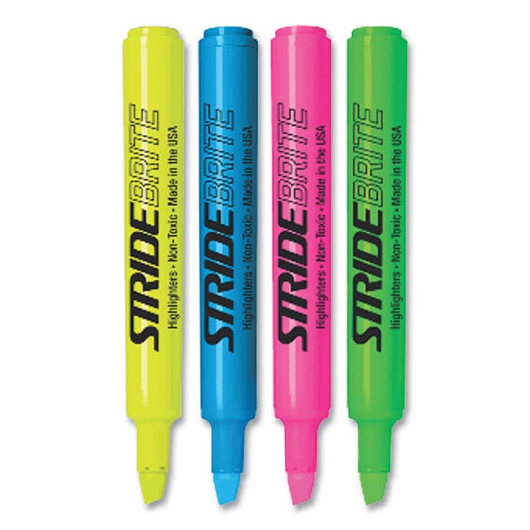 STRIDE WRITING StrideBrite Tank Highlighter, Assorted Ink Colors, Chisel Tip, Assorted Barrel Colors, 12/Pack (STW42012)