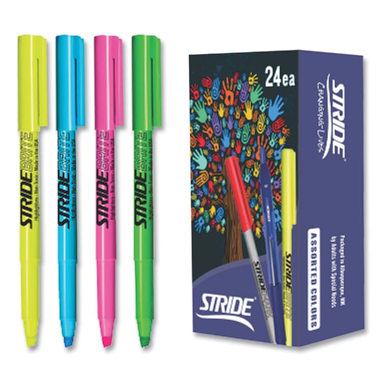 STRIDE WRITING StrideBrite Stick Highlighters, Assorted Ink Colors, Chisel Tip, Assorted Barrel Colors, 24/Pack (STW47024) thumbnail 2