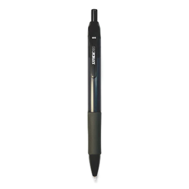STRIDE WRITING StrideRio Gel Pen, Retractable, Medium 0.7 mm, Black Ink, Translucent Black Barrel, 12/Box (STW52001)