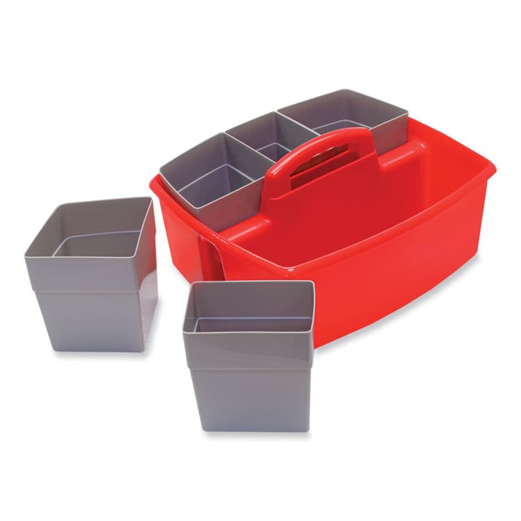 STOREX Large Caddy with Sorting Cups, Red, 2/Carton (STX00981U02C) thumbnail 3