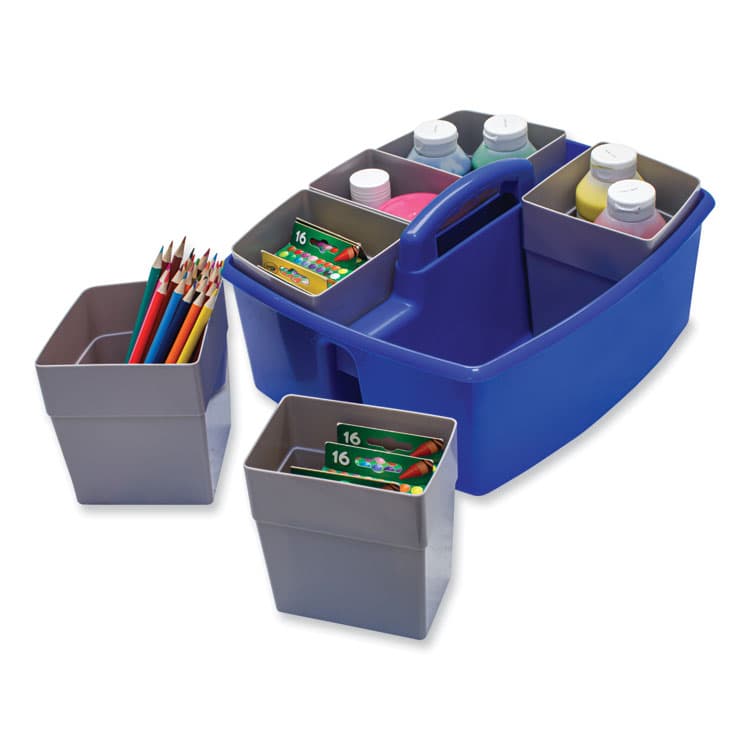 STOREX Large Caddy with Sorting Cups, Blue, 2/Carton (STX00985U02C) thumbnail 4