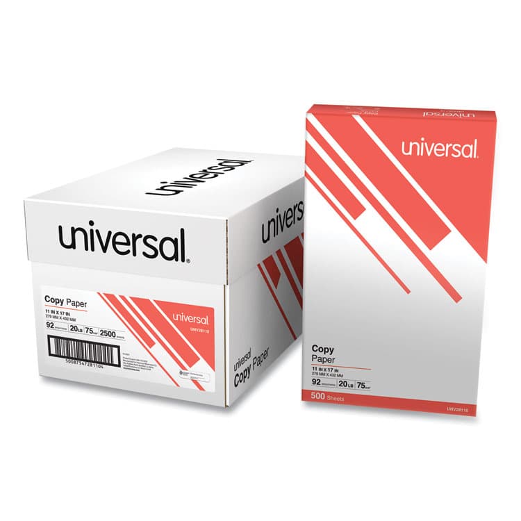 UNIVERSAL OFFICE PRODUCTS Copy Paper, 92 Bright, 20 lb Bond Weight, 11 x 17, White, 500 Sheets/Ream, 5 Reams/Carton (UNV28110)
