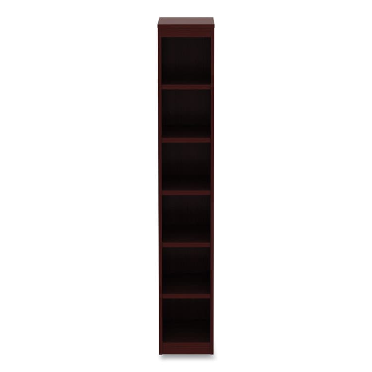ALERA Alera Valencia Series Narrow Profile Bookcase, Six-Shelf, 11.81w x 11.81d x 71.73h, Mahogany (ALEVA67212MY) thumbnail 4
