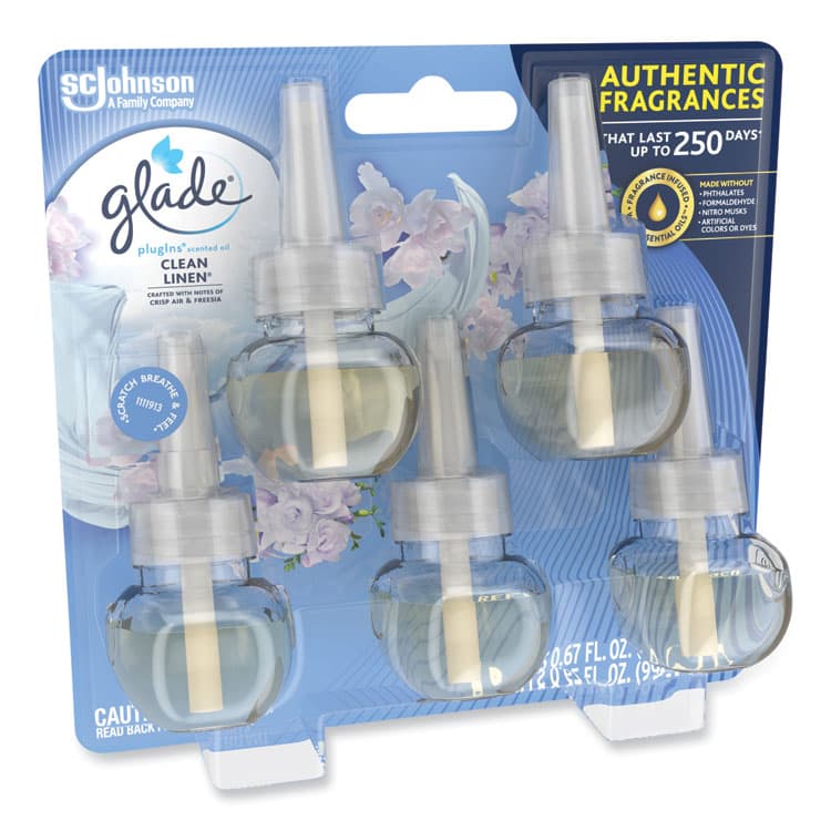 SC JOHNSON Plugins Scented Oil Refill, Clean Linen, 0.67 oz, 5/Pack (SJN322829) thumbnail 4