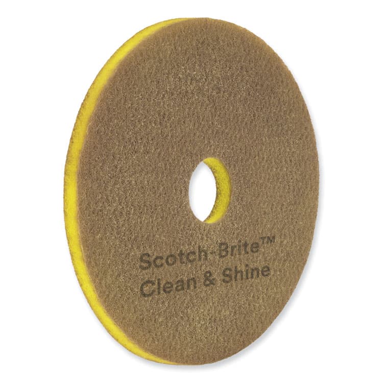 3M/COMMERCIAL TAPE DIV. Clean and Shine Pad, 18" Diameter, Brown/Yellow, 5/Carton (MMM09543) thumbnail 3
