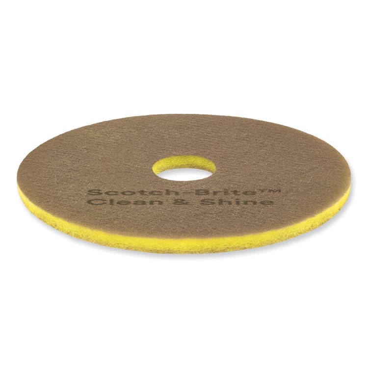 3M/COMMERCIAL TAPE DIV. Clean and Shine Pad, 18" Diameter, Brown/Yellow, 5/Carton (MMM09543) thumbnail 4
