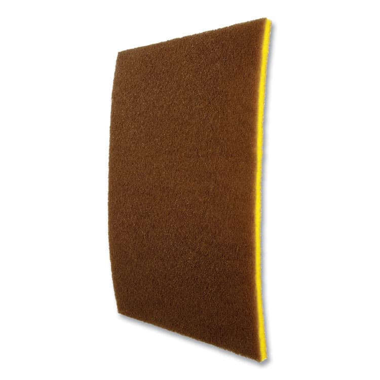 3M/COMMERCIAL TAPE DIV. Clean and Shine Pad, 20 x 14, Brown/Yellow, 5/Carton (MMM09555) thumbnail 3