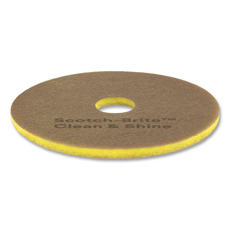 3M/COMMERCIAL TAPE DIV. Clean and Shine Pad, 19" Diameter, Brown/Yellow, 5/Carton (MMMCS19) thumbnail 4