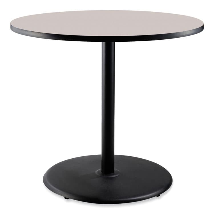 NATIONAL PUBLIC SEATING Cafe Table, 36" Diameter x 36h, Round Top/Base, Gray Neubula Top, Black Base (NPSCT13636RC1GY)