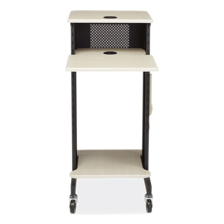 NATIONAL PUBLIC SEATING Premium Presentation Cart, 4 Shelves, 18" x 30" x 40.5", Ivory/Black (NPSPRC200) thumbnail 4