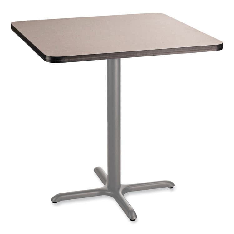 NATIONAL PUBLIC SEATING Cafe Table, 36w x 36d x 36h, Square Top/X-Base, Gray Nebula Top, Gray Base (NPSCG33636XC1GY)