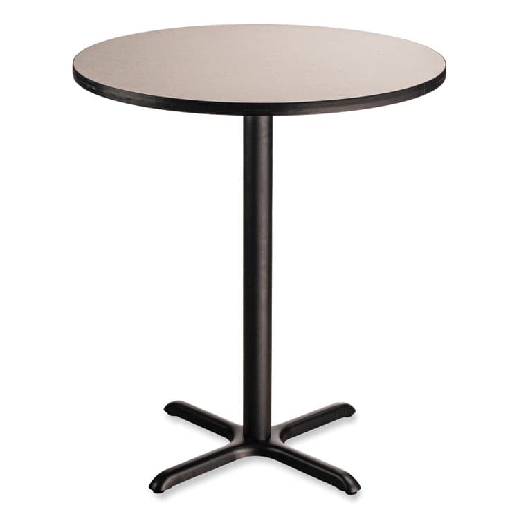 NATIONAL PUBLIC SEATING Cafe Table, 36" Diameter x 42h, Round Top/X-Base, Gray Nebula Top, Black Base (NPSCT13636XB1GY)