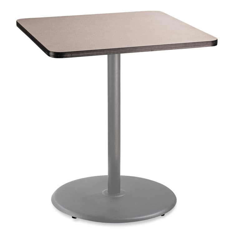 NATIONAL PUBLIC SEATING Cafe Table, 36w x 36d x 42h, Square Top/Round Base, Gray Nebula Top, Gray Base (NPSCG33636RB1GY)