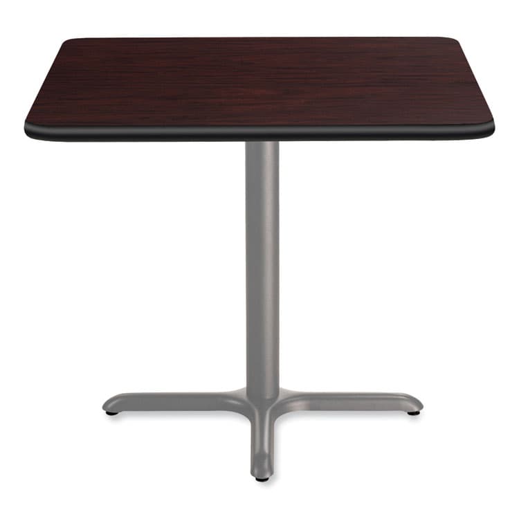 NATIONAL PUBLIC SEATING Cafe Table, 36w x 36d x 30h, Square Top/X-Base, Mahogany Top, Gray Base (NPSCG33636XD1MY) thumbnail 2