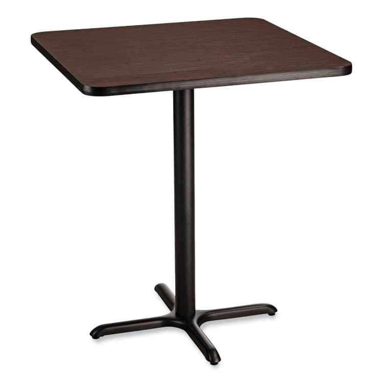 NATIONAL PUBLIC SEATING Cafe Table, 36w x 36d x 42h, Square Top/X-Base, Mahogany Top, Black Base (NPSCT33636XB1MY)