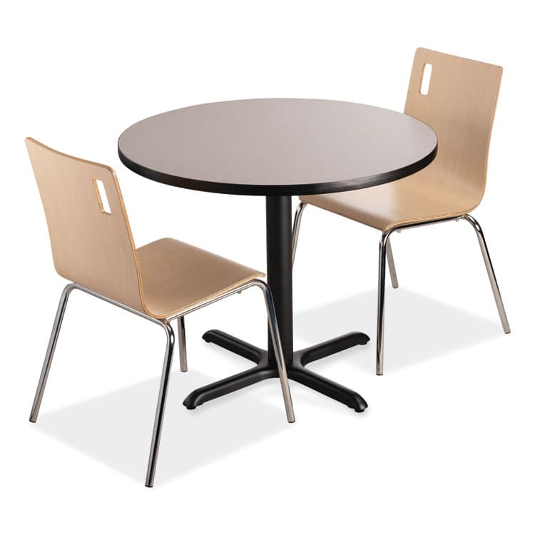 NATIONAL PUBLIC SEATING Cafe Table, 36" Diameter x 30h, Round Top/X-Base, Gray Nebula, Black Base (NPSCT13636XD1GY) thumbnail 3