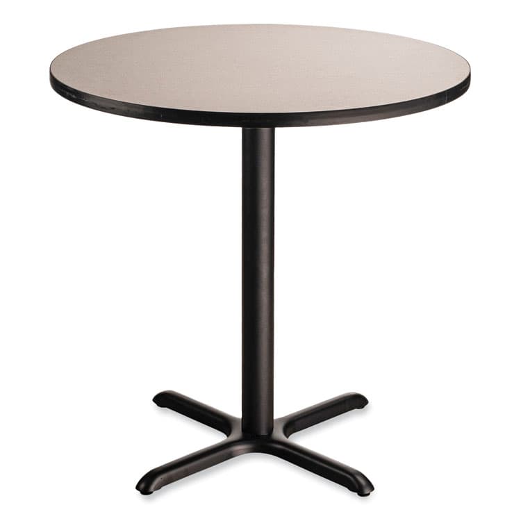 NATIONAL PUBLIC SEATING Cafe Table, 36" Diameter x 36h, Round Top/X-Base, Gray Nebula Top, Black Base (NPSCT13636XC1GY)