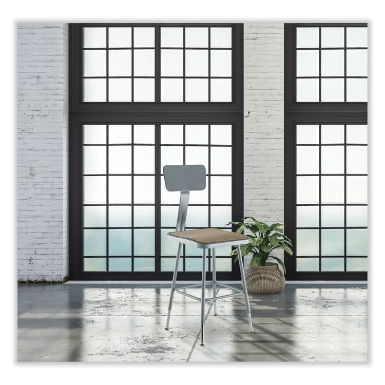 NATIONAL PUBLIC SEATING 6300 Series Height Adjustable HD Square Seat Steel Stool with Back, Supports Up to 500 lb, 18"-26" Seat Height, Brown/Gray (NPS6318HB) thumbnail 3