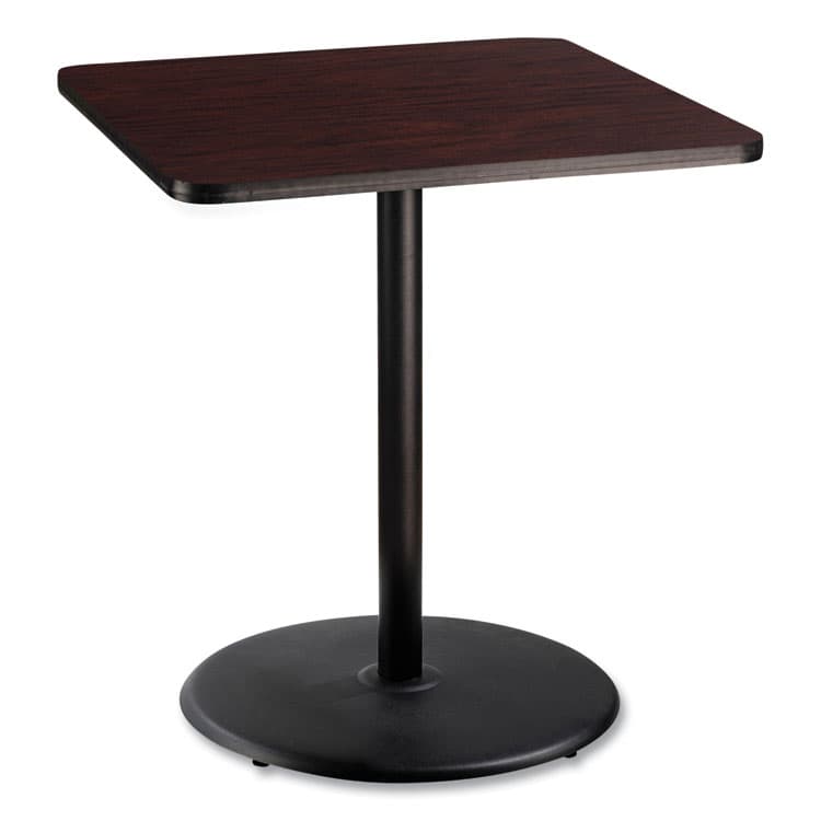 NATIONAL PUBLIC SEATING Cafe Table, 36w x 36d x 42h, Square Top/Round Base, Mahogany Top, Black Base (NPSCT33636RB1MY) thumbnail 2