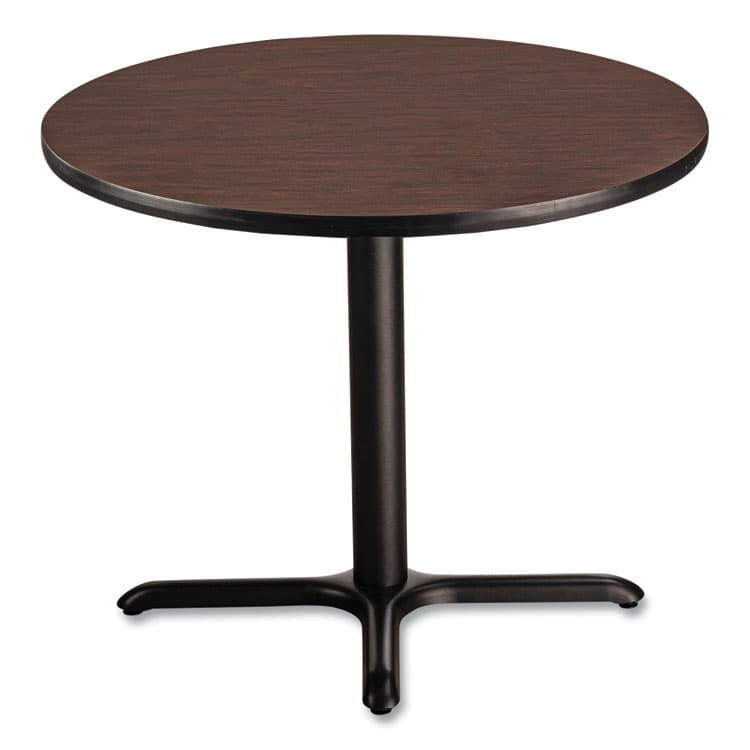 NATIONAL PUBLIC SEATING Cafe Table, 36" Diameter x 30h, Round Top/X-Base, Mahogany Top, Black Base (NPSCT13636XD1MY) thumbnail 2