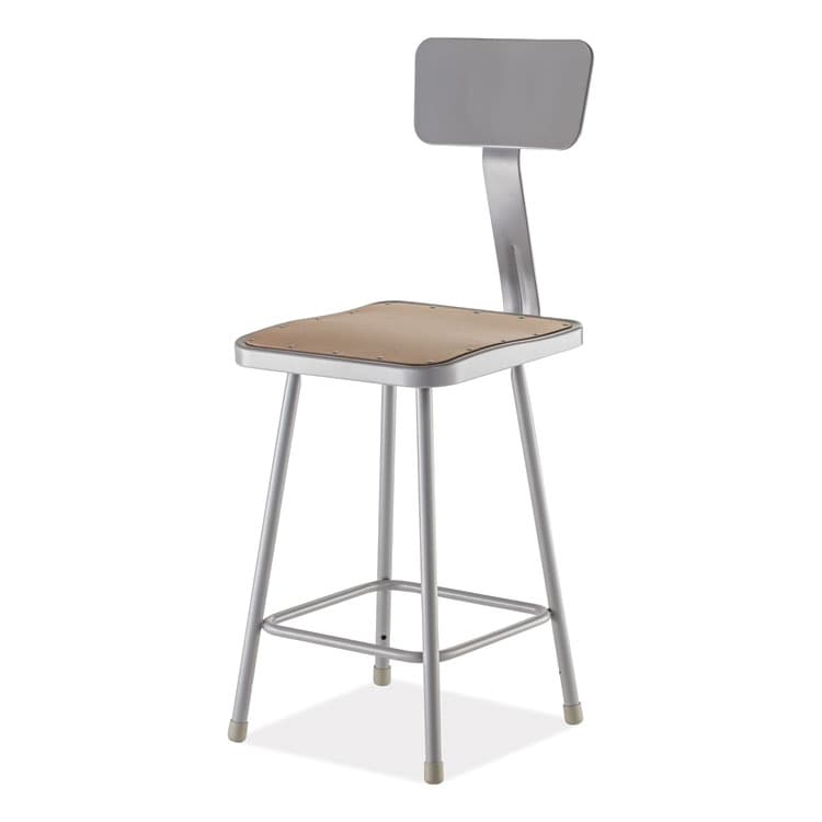 NATIONAL PUBLIC SEATING 6300 Series Heavy Duty Square Seat Stool with Backrest, Supports Up to 500 lb, 23.25" Seat Height, Brown Seat,Gray Back/Base (NPS6324B) thumbnail 2
