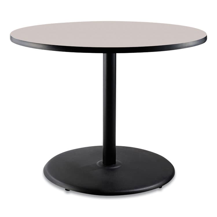 NATIONAL PUBLIC SEATING Cafe Table, 36" Diameter x 30h, Round Top/Base, Gray Nebula Top, Black Base (NPSCT13636RD1GY)