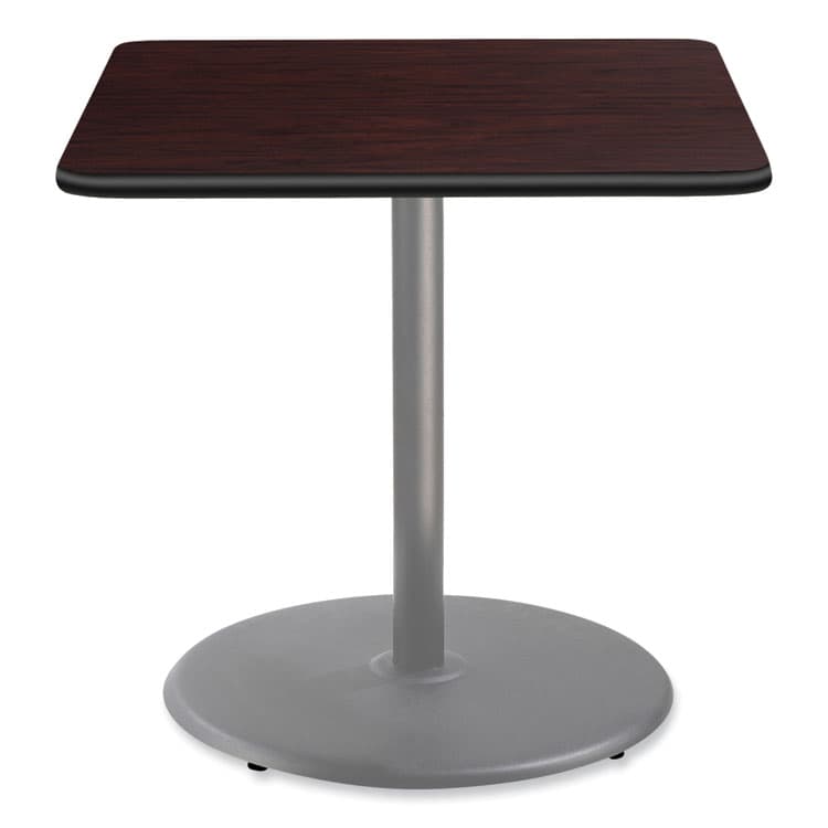 NATIONAL PUBLIC SEATING Cafe Table, 36w x 36d x 36h, Square Top/Round Base, Mahogany Top, Gray Base (NPSCG33636RC1MY) thumbnail 2