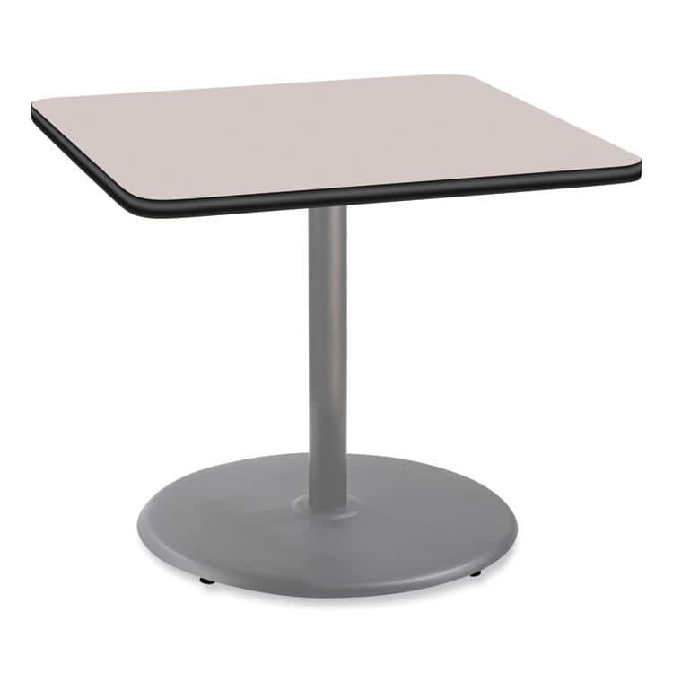 NATIONAL PUBLIC SEATING Cafe Table, 36w x 36d x 30h, Square Top/Round Base, Gray Nebula Top, Gray Base (NPSCG33636RD1GY)