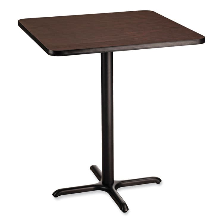 NATIONAL PUBLIC SEATING Cafe Table, 36w x 36d x 30h, Square Top/X-Base, Mahogany Top, Black Base (NPSCT33636XD1MY)