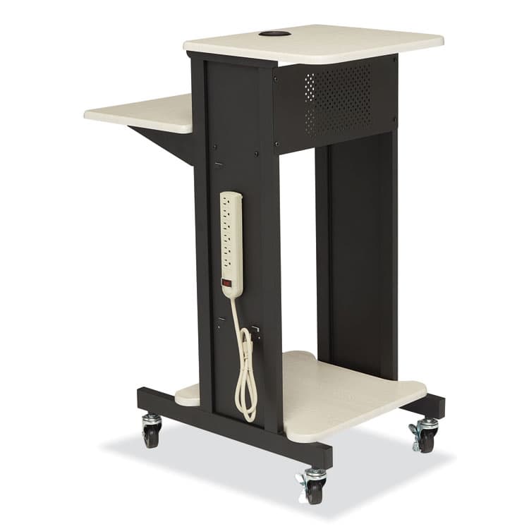 NATIONAL PUBLIC SEATING Premium Presentation Cart, 4 Shelves, 18" x 30" x 40.5", Ivory/Black (NPSPRC200) thumbnail 2
