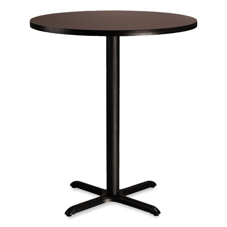 NATIONAL PUBLIC SEATING Cafe Table, 36" Diameter x 42h, Round Top/X-Base, Mahogany Top, Black Base (NPSCT13636XB1MY)