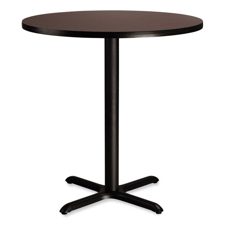 NATIONAL PUBLIC SEATING Cafe Table, 36" Diameter x 36h, Round Top/X-Base, Mahogany Top, Black Base (NPSCT13636XC1MY)