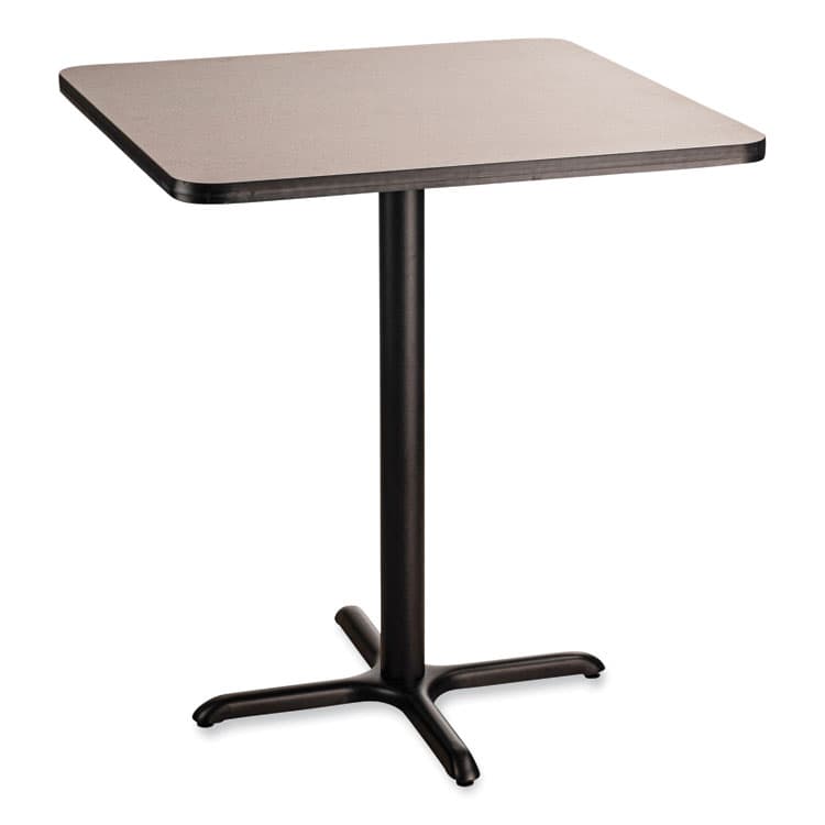 NATIONAL PUBLIC SEATING Cafe Table, 36w x 36d x 42h, Square Top/X-Base, Gray Nebula Top, Black Base (NPSCT33636XB1GY)