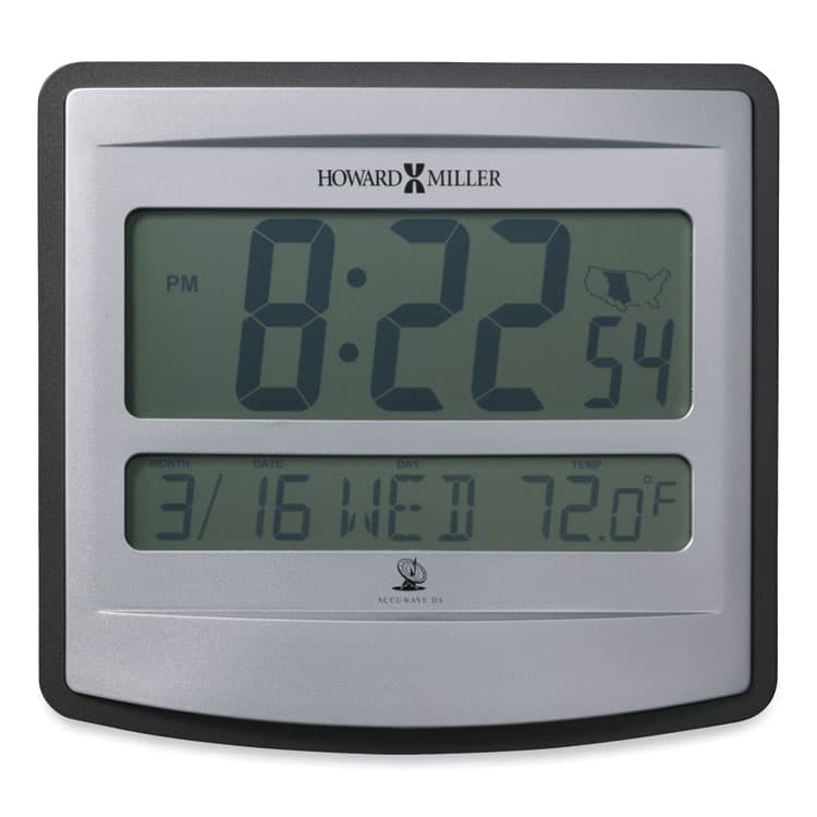 HOWARD MILLER CLOCK CO. Nikita Wall Clock, Silver/Charcoal Case, 8.75" x 8", 2 AA (sold separately) (MIL625780)