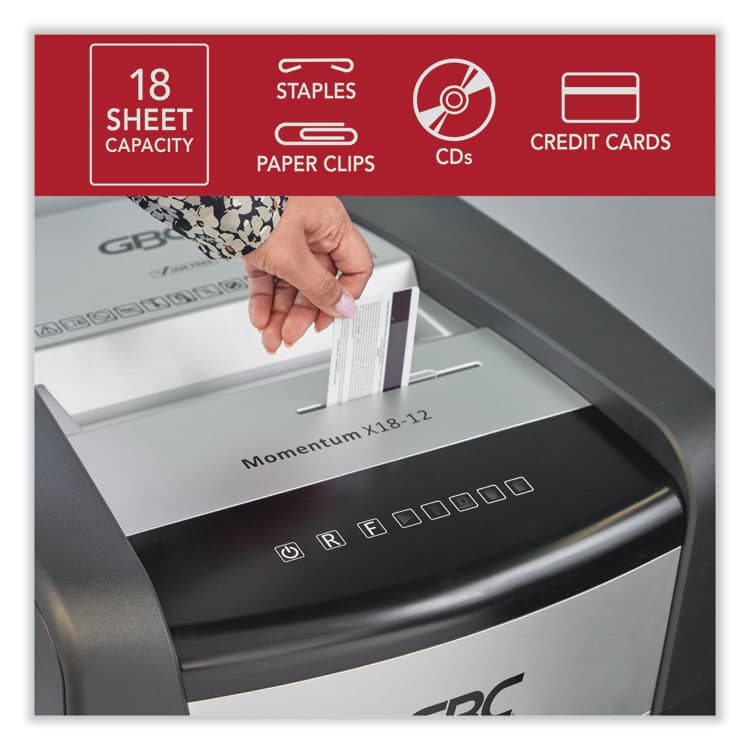 ACCO BRANDS, . Momentum X18-12 Micro-Cut P-4 Anti-Jam Shredder, 18 Manual Sheet Capacity (GBCWSM177002) thumbnail 4
