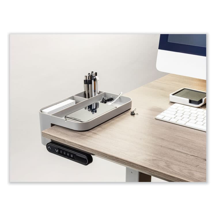 DEFLECTO CORPORATION Standing Desk Large Desk Organizer, Two Sections, 9 x 6.17 x 3.5, Gray (DEF400002) thumbnail 2