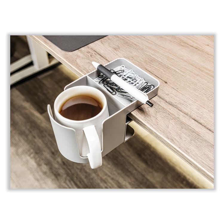 DEFLECTO CORPORATION Standing Desk Cup Holder Organizer, Two Sections, 3.94 x 7.04 x 3.54, Gray (DEF400000) thumbnail 4