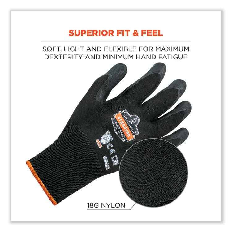 ERGODYNE CORPORATION ProFlex 7001 Nitrile-Coated Gloves, EN388: 4121X, 9.25" Long, X-Large, Black, Pair (EGO17955) thumbnail 2