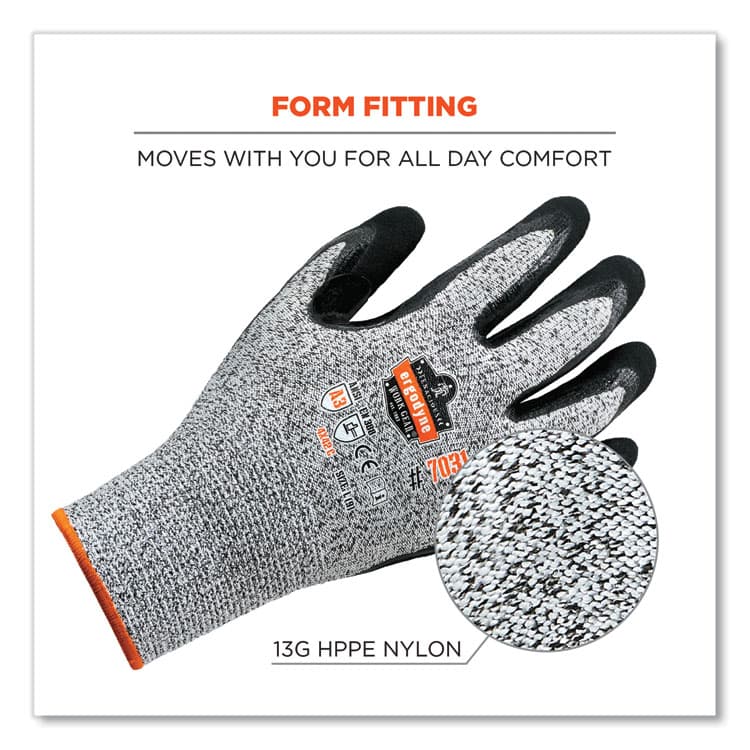 ERGODYNE CORPORATION ProFlex 7031 ANSI A3 Nitrile-Coated CR Gloves, EN388: 4X42C, 9.5" Long, Small, Gray, Pair (EGO17982) thumbnail 2