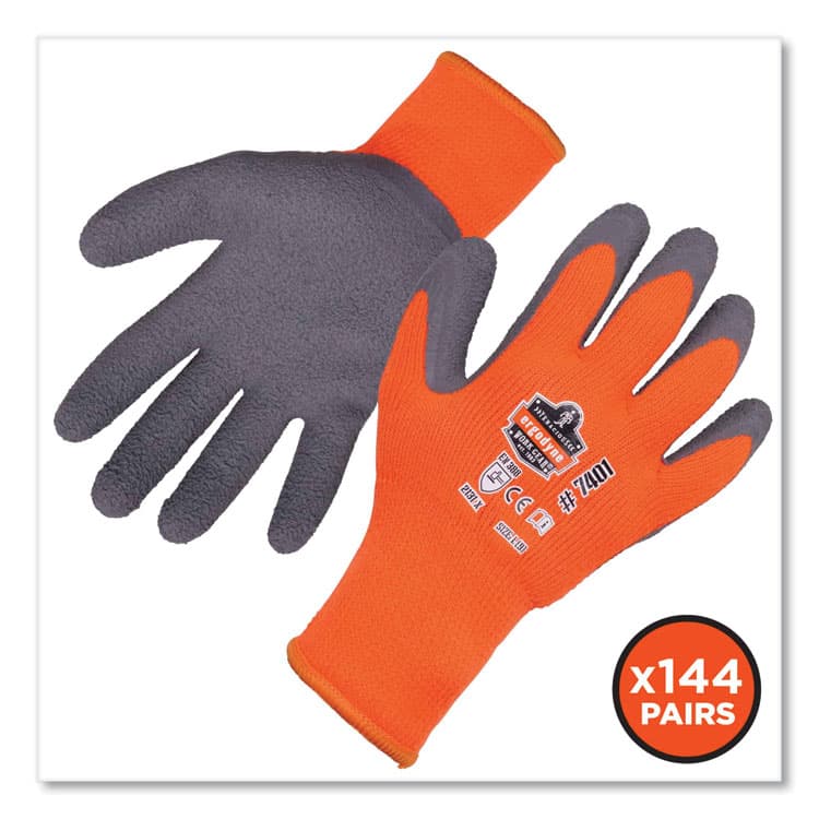ERGODYNE CORPORATION ProFlex 7401-CASE Coated Lightweight Winter Gloves, EN388: 2131X, 11" Long, X-Large, Orange, 144 Pairs/Carton (EGO17895) thumbnail 2