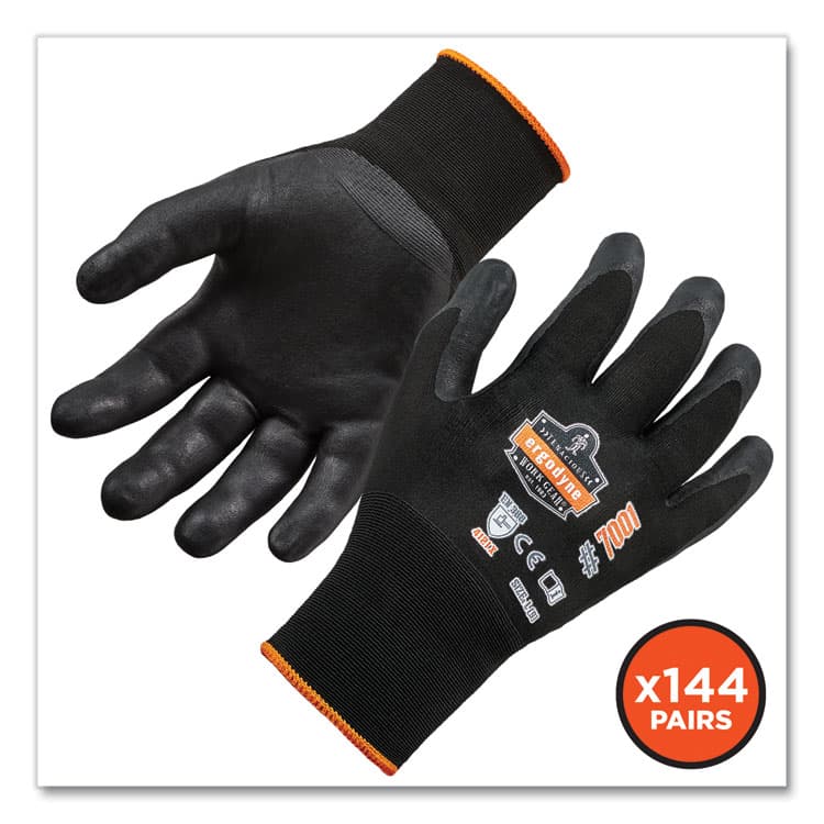 ERGODYNE CORPORATION ProFlex 7001-CASE Nitrile Coated Gloves, EN388: 4121X, 9.25" Long, XX-Large, Black, 144 Pairs/Carton (EGO17856) thumbnail 2