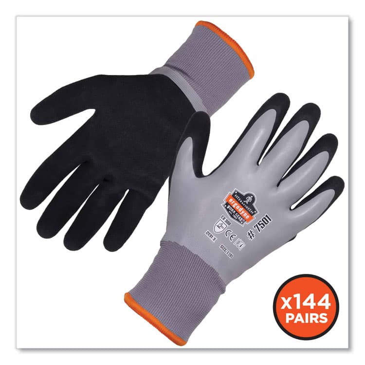 ERGODYNE CORPORATION ProFlex 7501-CASE Coated Waterproof Winter Gloves, EN388: 2131X, 10.5" Long, Large, Gray, 144 Pairs/Carton (EGO17934) thumbnail 3