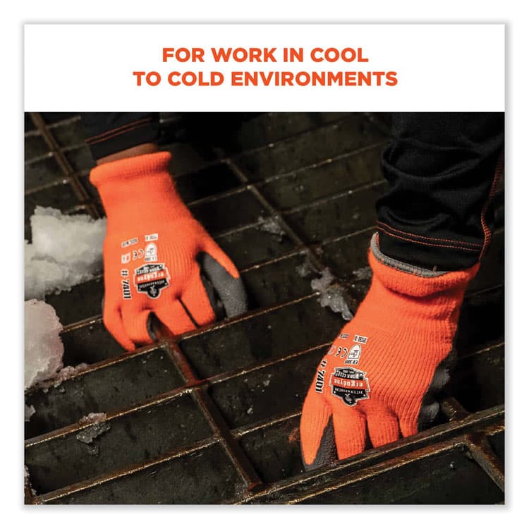 ERGODYNE CORPORATION ProFlex 7401-CASE Coated Lightweight Winter Gloves, EN388: 2131X, 11" Long, X-Large, Orange, 144 Pairs/Carton (EGO17895) thumbnail 3
