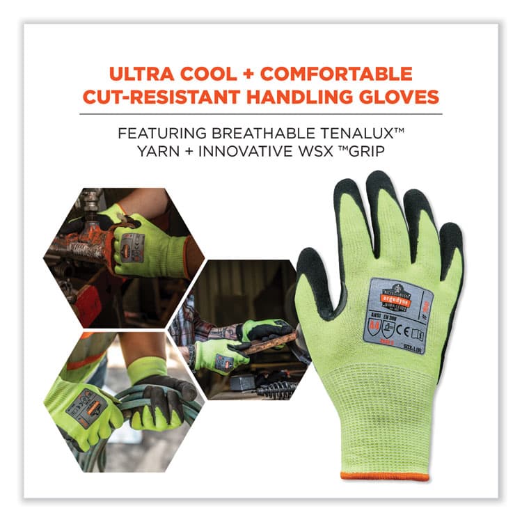 ERGODYNE CORPORATION ProFlex 7041 ANSI A4 Nitrile-Coated CR Gloves, EN388: 4X42D, 10" Long, Small, Lime, Pair (EGO17812) thumbnail 2