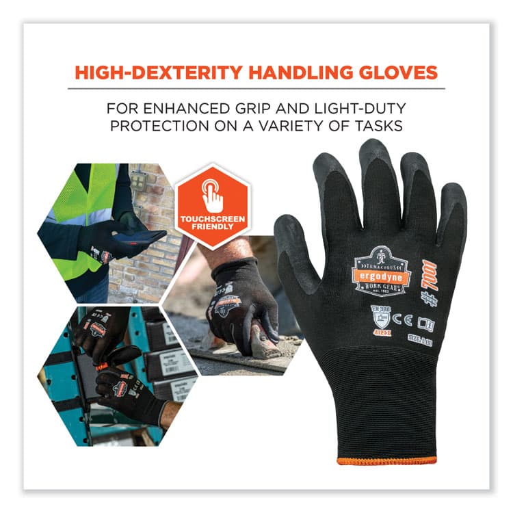 ERGODYNE CORPORATION ProFlex 7001 Nitrile-Coated Gloves, EN388: 4121X, 9.25" Long, XX-Large, Black, Pair (EGO17956) thumbnail 3