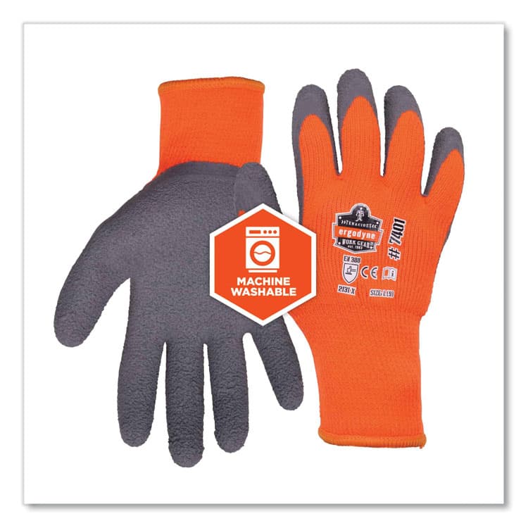 ERGODYNE CORPORATION ProFlex 7401-CASE Coated Lightweight Winter Gloves, EN388: 2131X, 10" Long, Medium, Orange, 144 Pairs/Carton (EGO17893) thumbnail 4