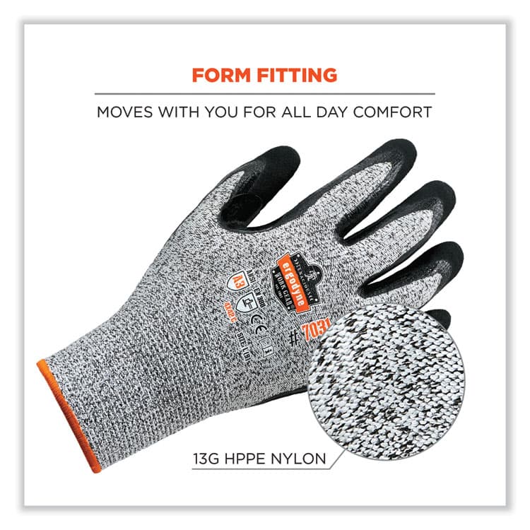 ERGODYNE CORPORATION ProFlex 7031-CASE ANSI A3 Nitrile-Coated CR Gloves, EN388: 4X42C, 9.5" Long, Small, Gray, 144 Pairs/Carton (EGO17882) thumbnail 4