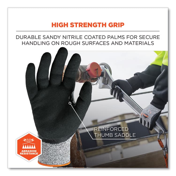 ERGODYNE CORPORATION ProFlex 7031 ANSI A3 Nitrile-Coated CR Gloves, EN388: 4X42C, 9.5" Long, Medium, Gray, Pair (EGO17983) thumbnail 3