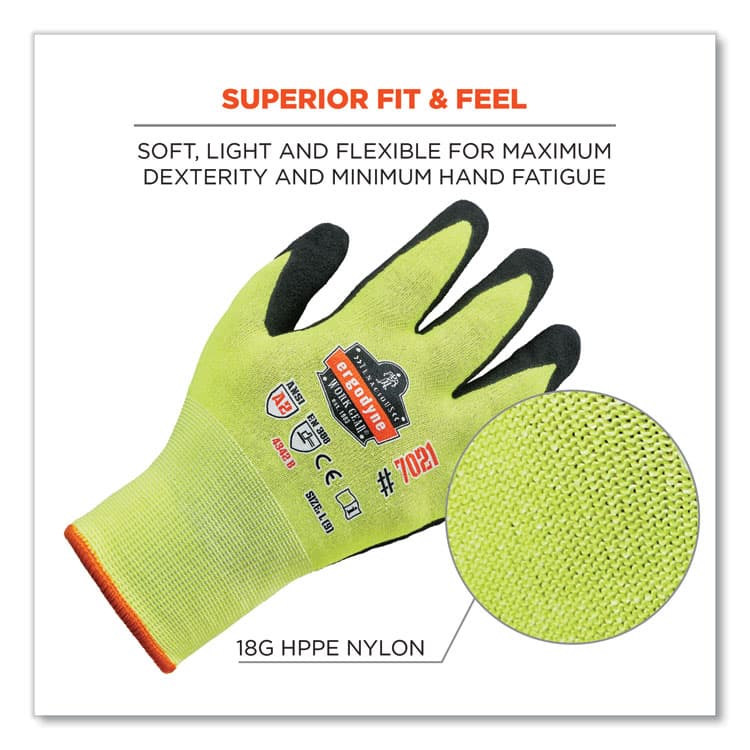 ERGODYNE CORPORATION ProFlex 7021 Hi-Vis Nitrile-Coated CR Gloves, EN388: 4342B, 8.75" Long, Medium, Lime, Pair (EGO17963) thumbnail 2